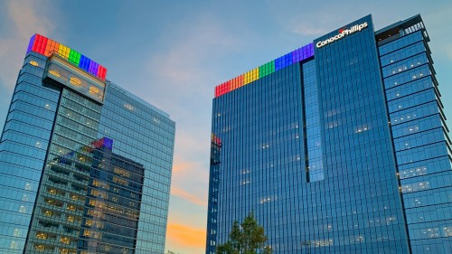 Lights for LGBTQ+ rights at SPIRIT ONE in Houston.